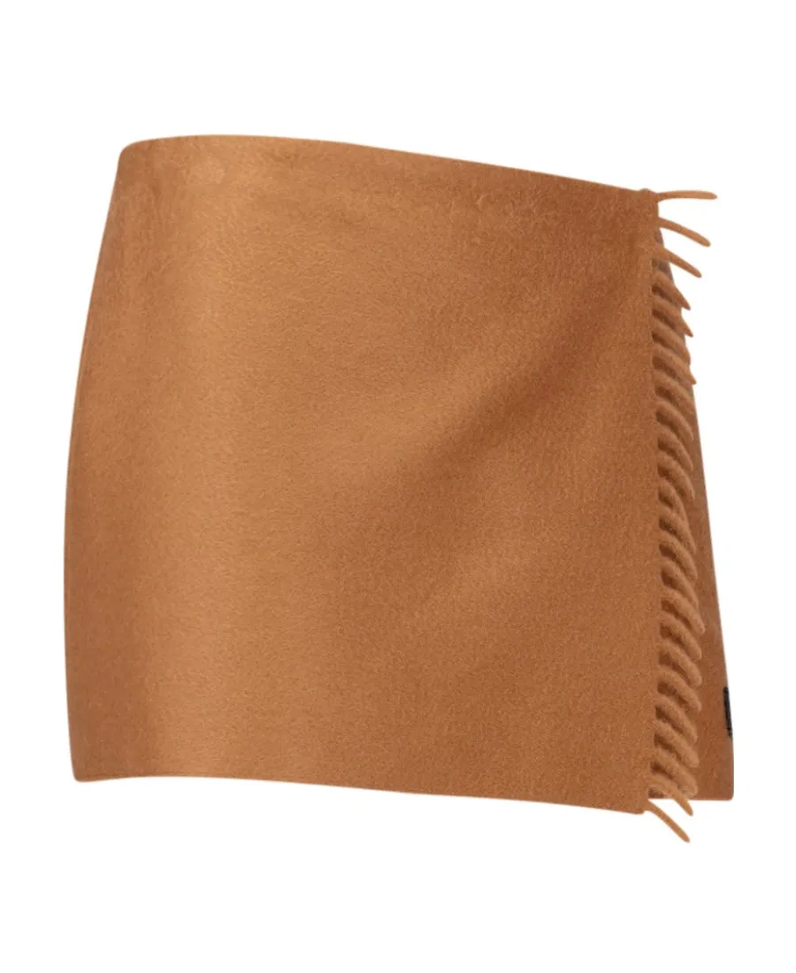Logo-Patch Fringed Mini Skirt