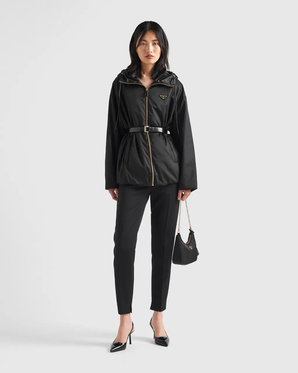 Re-Nylon Belted Hooded Jacket