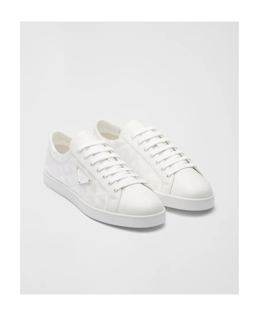 Triangle-Logo Round-Toe Lace-Up Sneakers