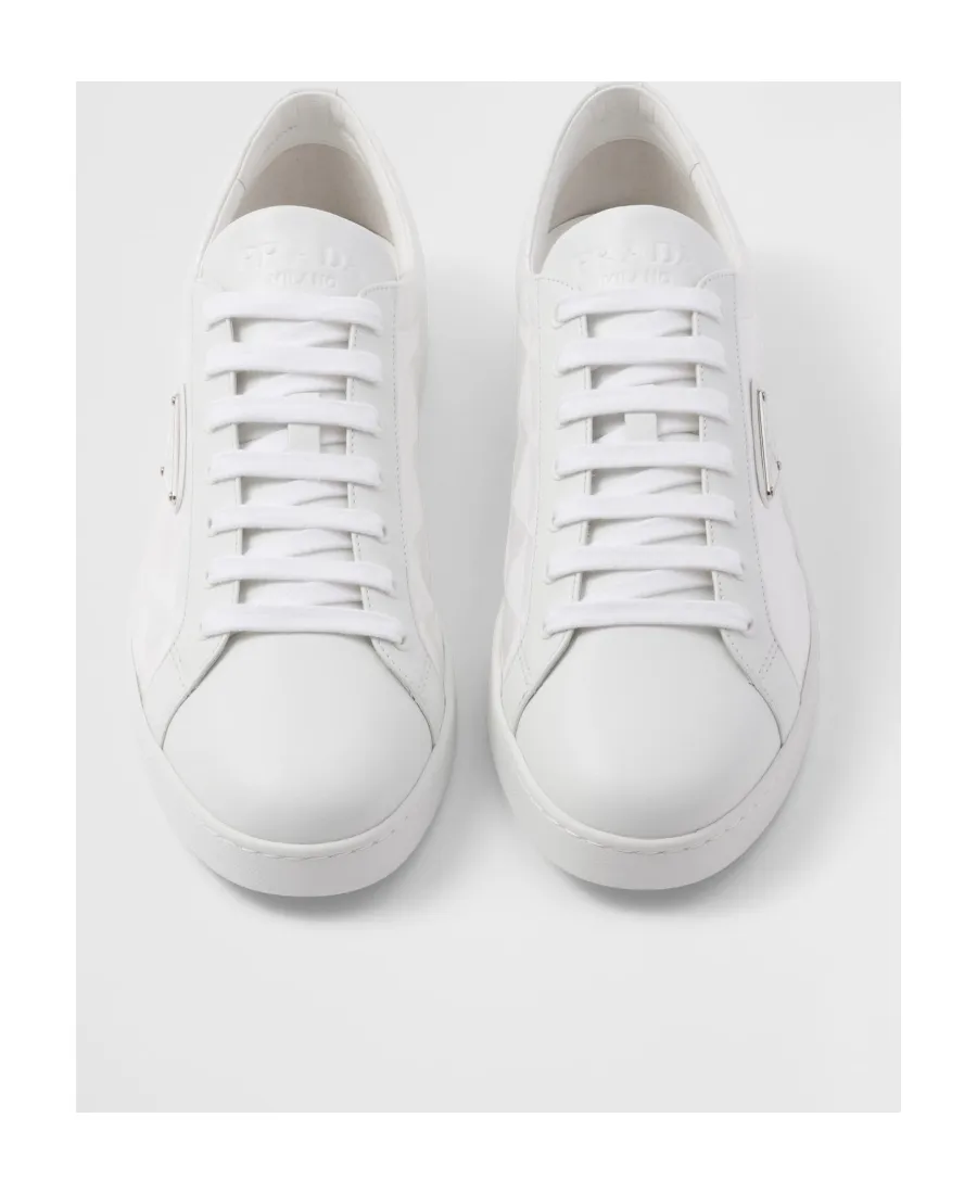 Triangle-Logo Round-Toe Lace-Up Sneakers