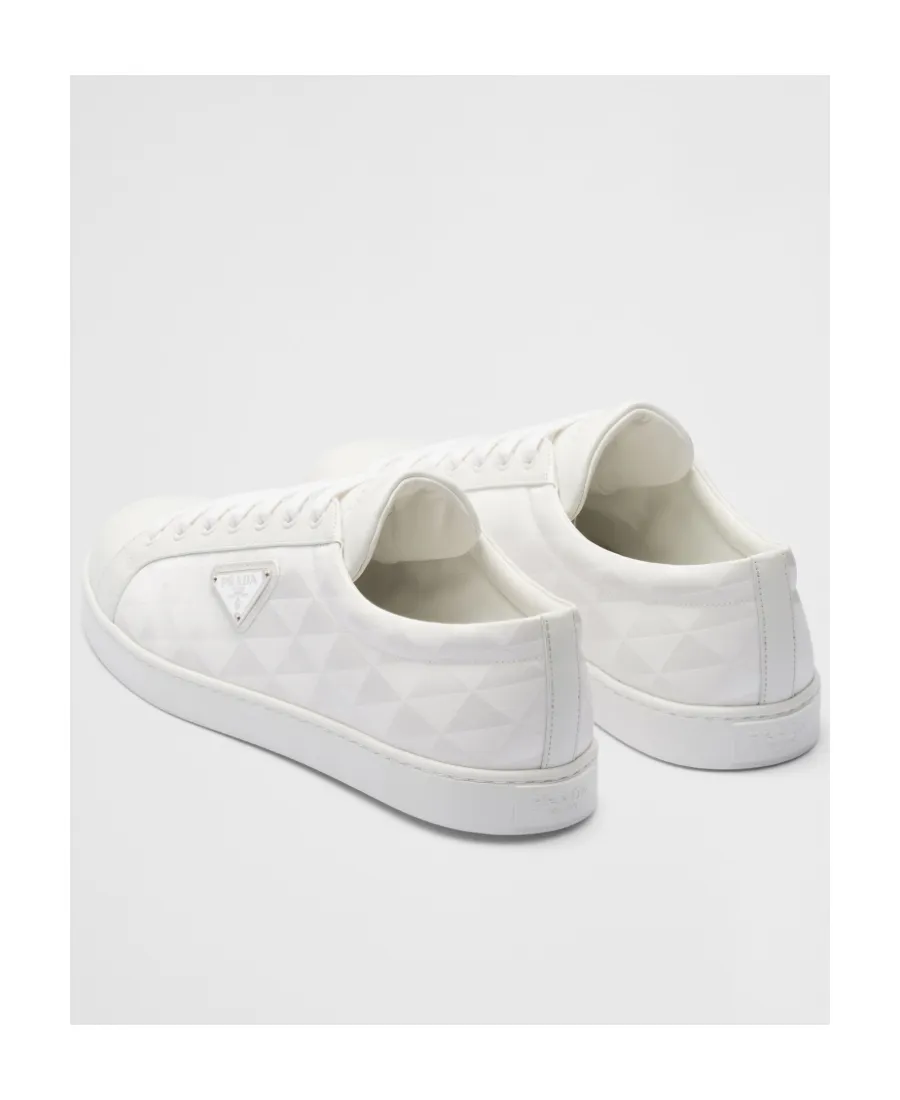 Triangle-Logo Round-Toe Lace-Up Sneakers
