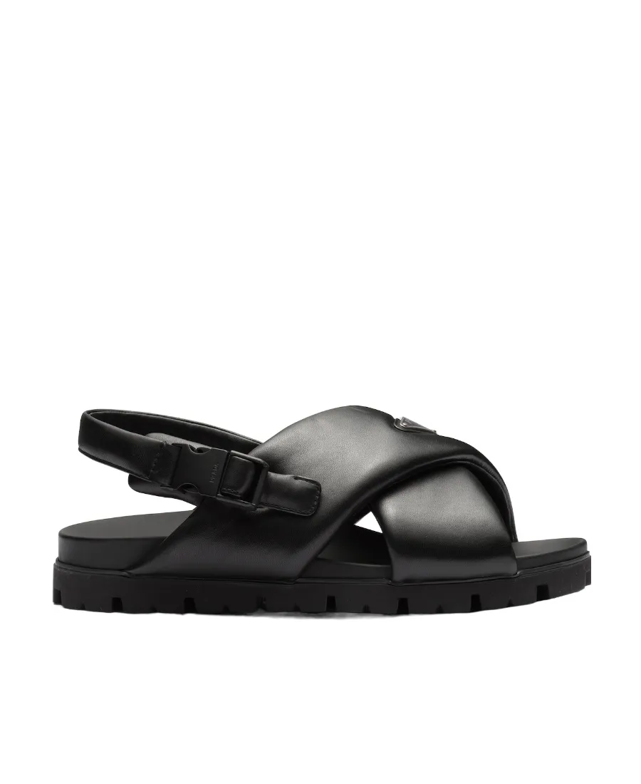 Padded Nappa Leather Crisscross Sandals