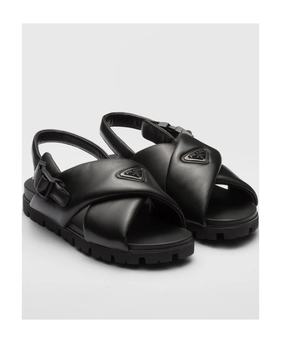 Padded Nappa Leather Crisscross Sandals