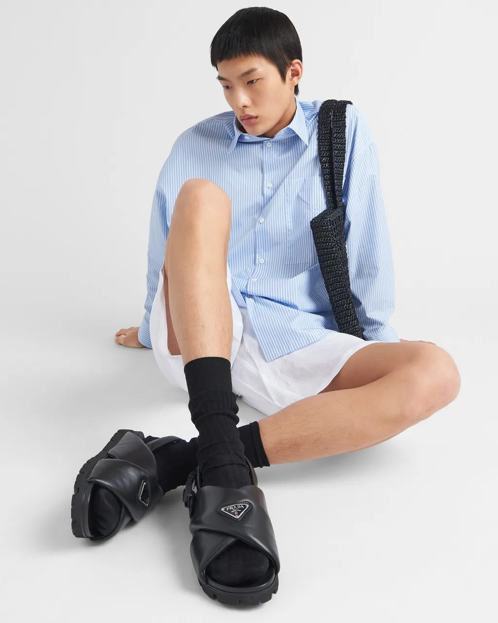Padded Nappa Leather Crisscross Sandals