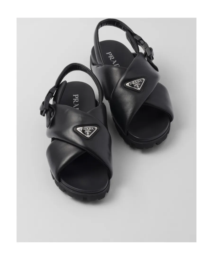 Padded Nappa Leather Crisscross Sandals