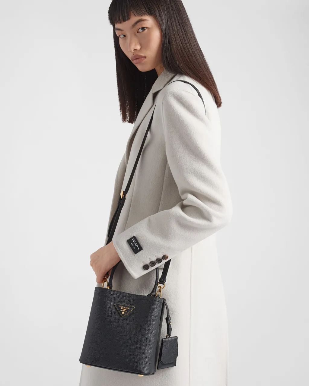 Small Saffiano Leather Prada Panier Bag