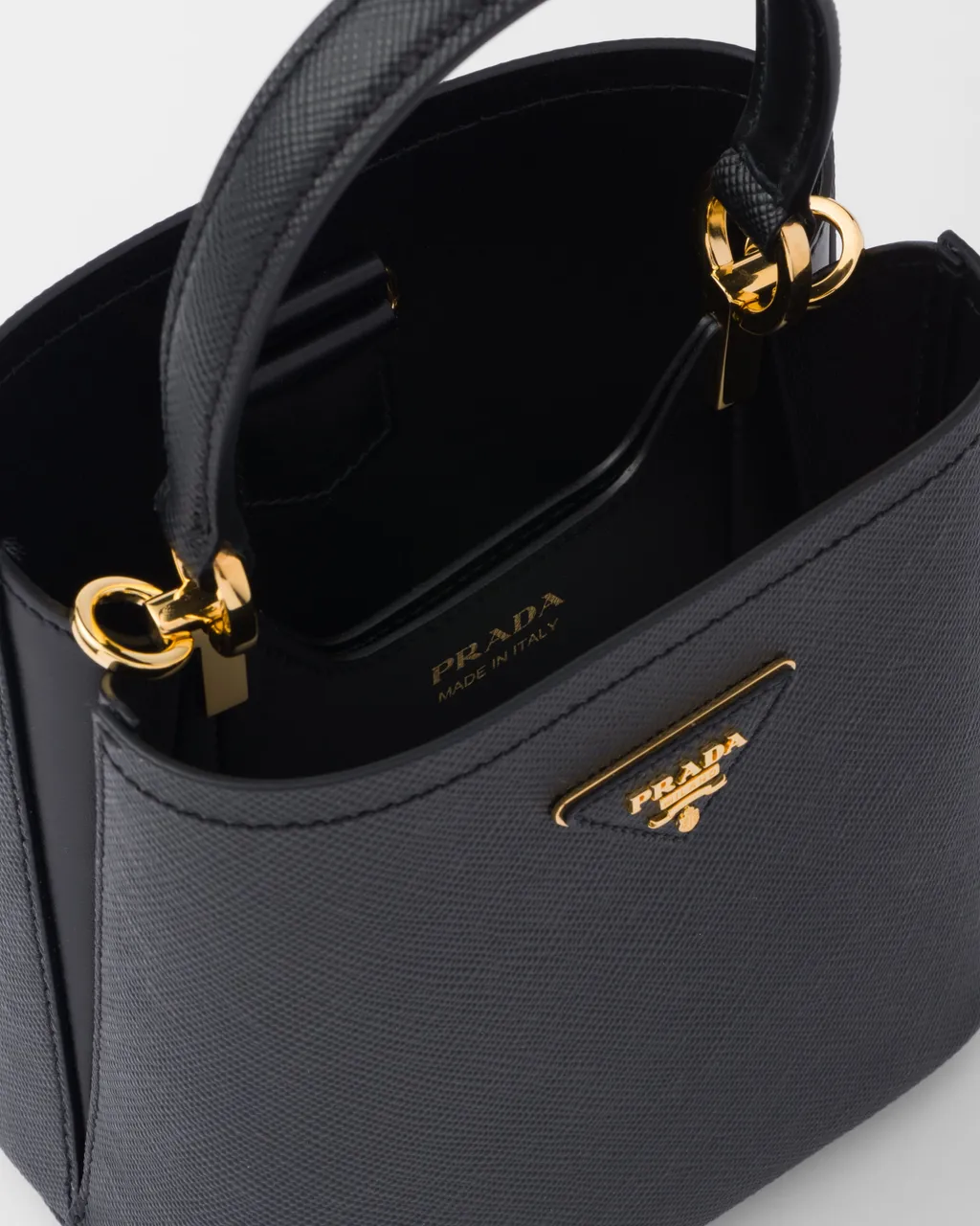 Small Saffiano Leather Prada Panier Bag