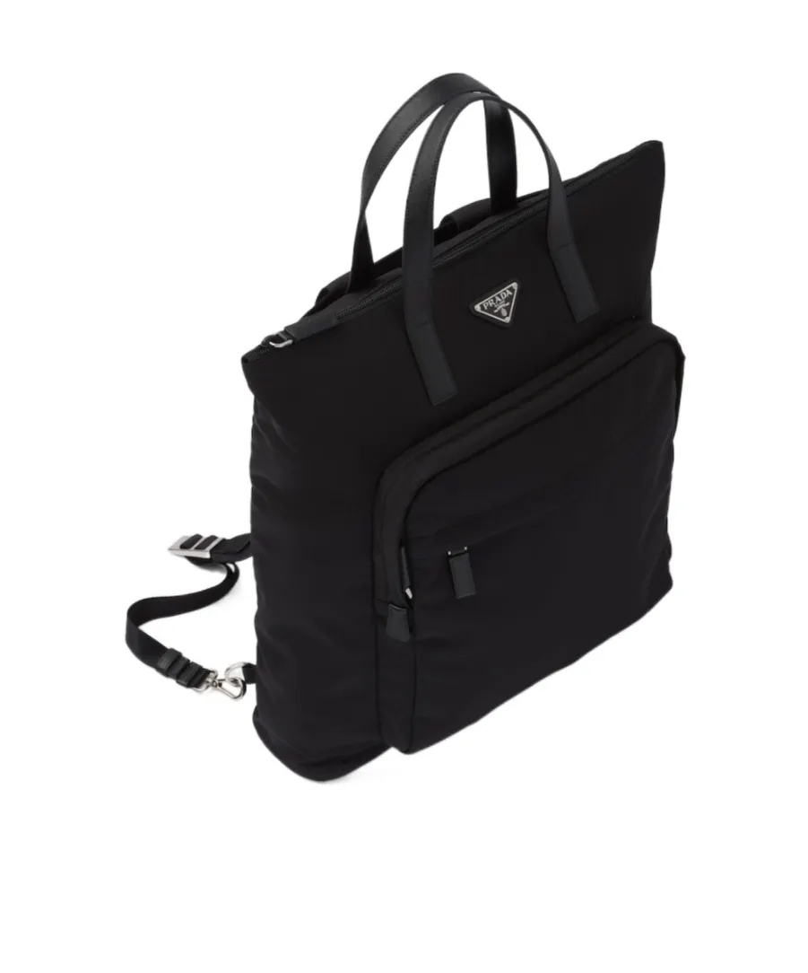 Re-Nylon Logo Plaque Backpack