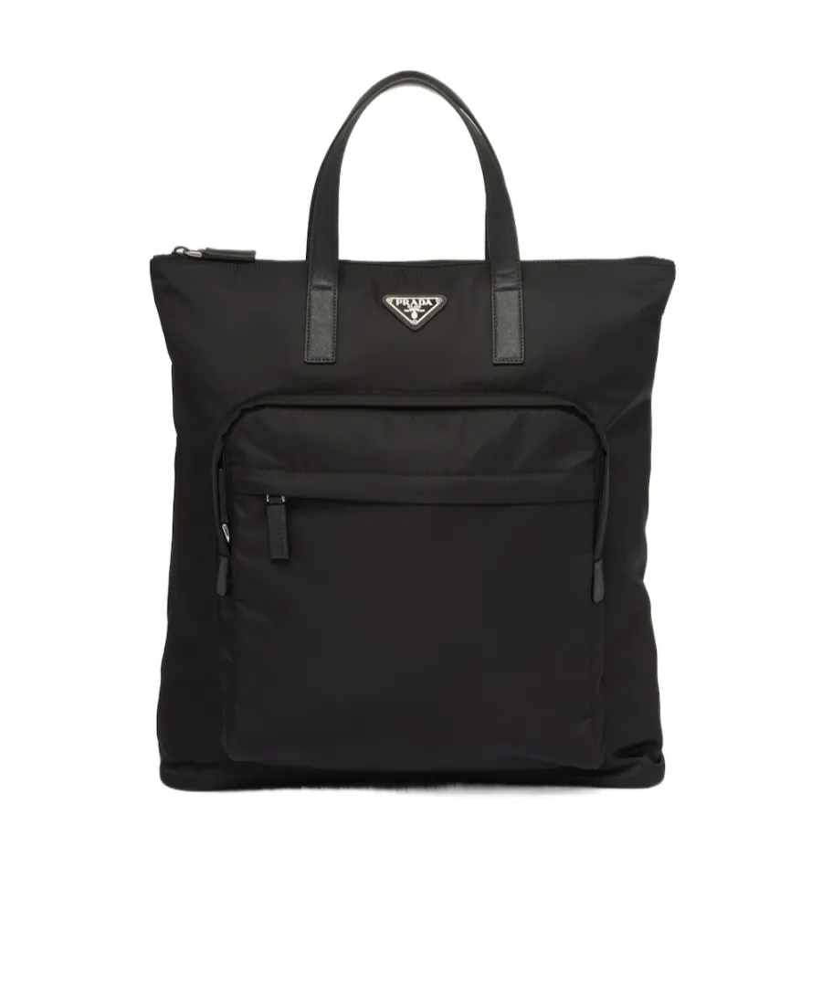 Re-Nylon Logo Plaque Backpack