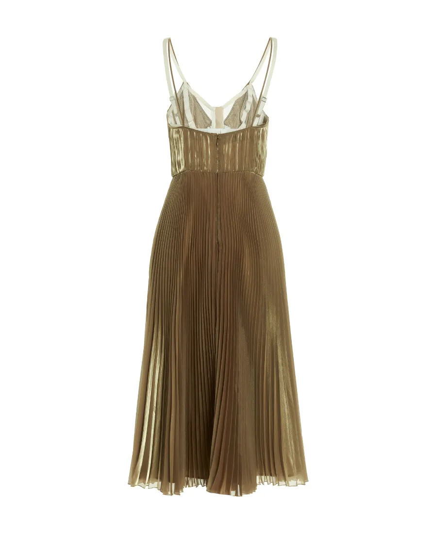 Spaghetti Strap Pleated Midi Dress