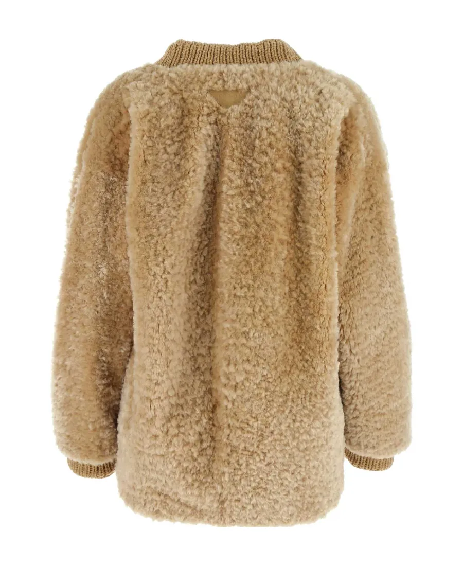 Wool-Blend Shearling Cardigan