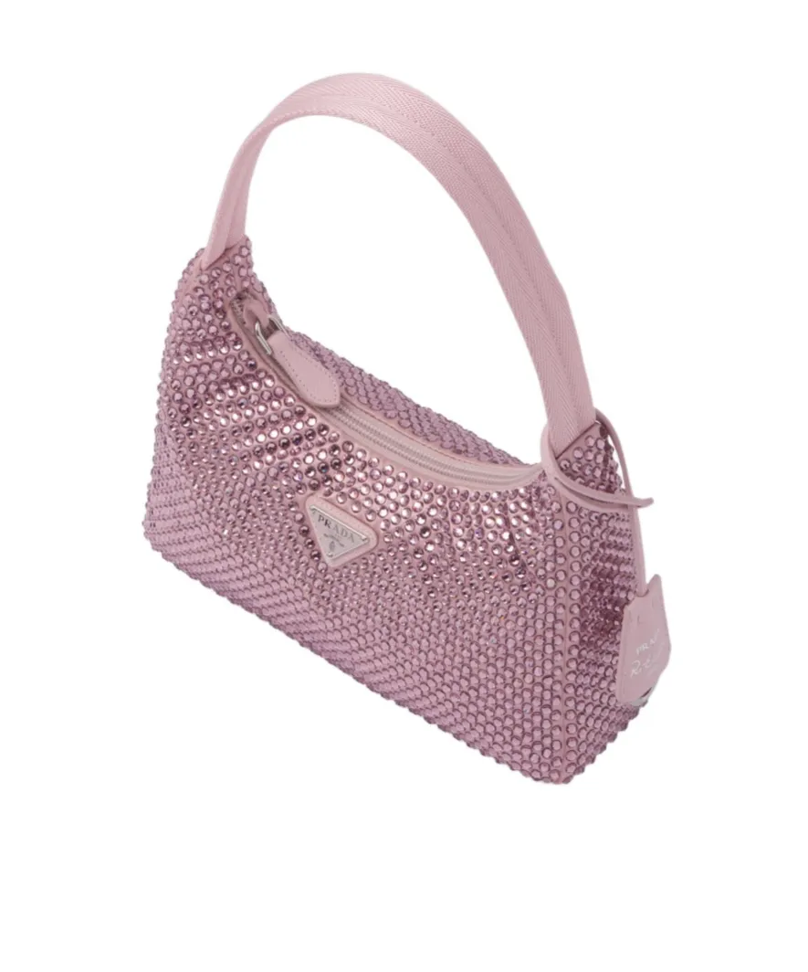 Re-Edition Mini Satin Bag With Crystals