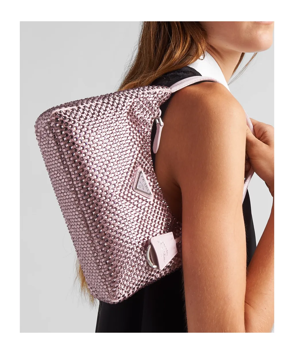 Re-Edition Mini Satin Bag With Crystals