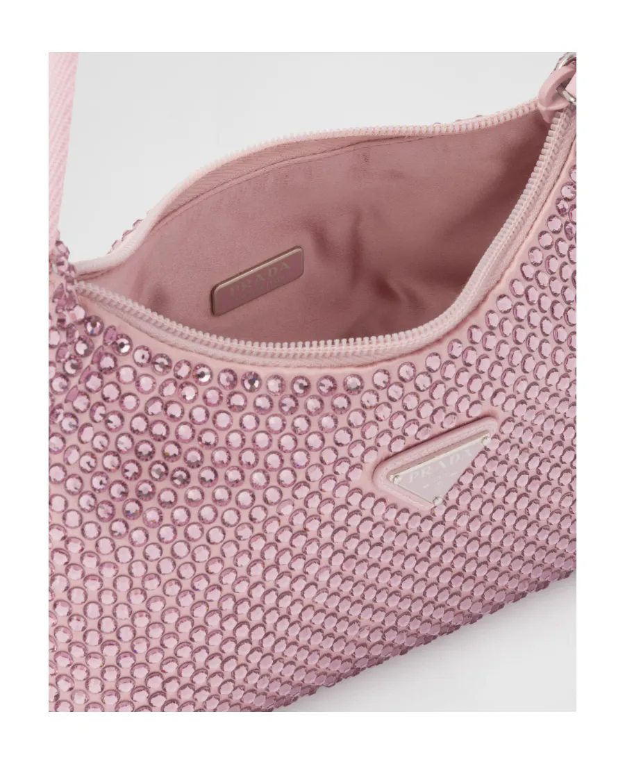 Re-Edition Mini Satin Bag With Crystals
