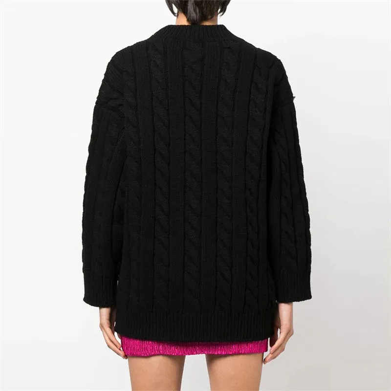 Cable-Knit Button Up Cardigan
