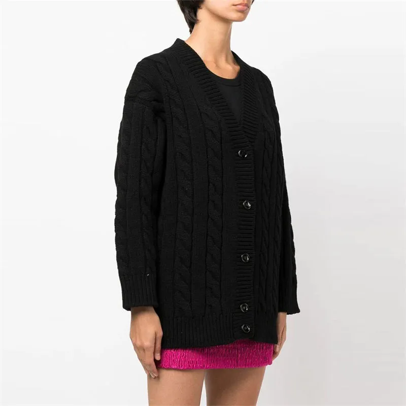 Cable-Knit Button Up Cardigan