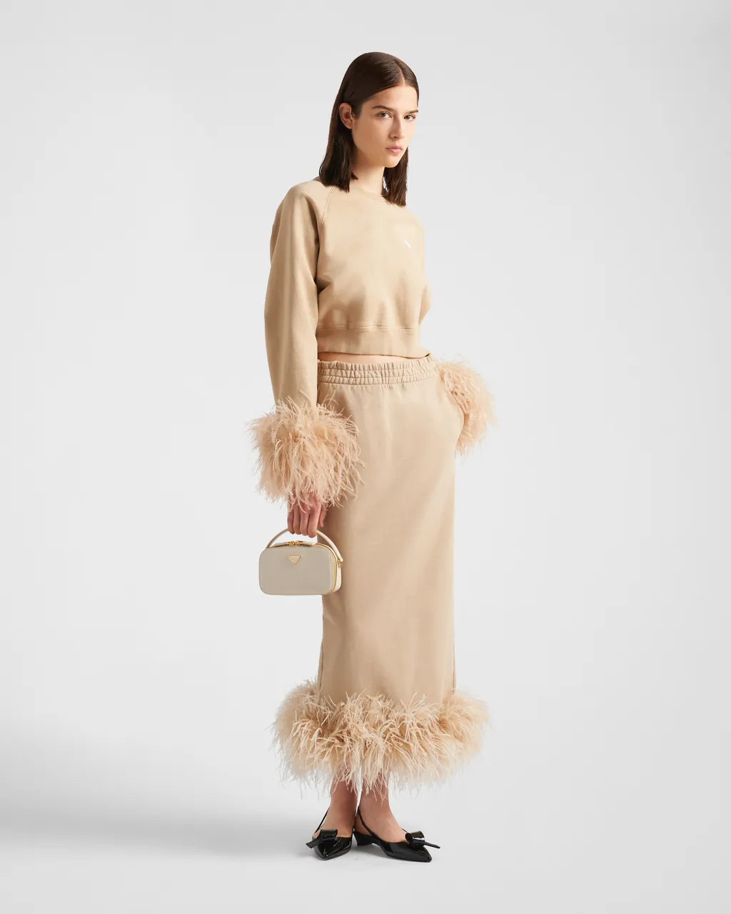 Elasticated Waistband Slit-Detailed Skirt