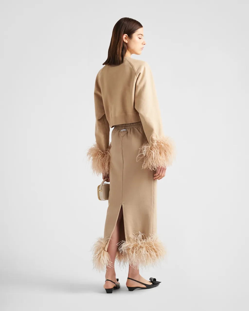 Elasticated Waistband Slit-Detailed Skirt