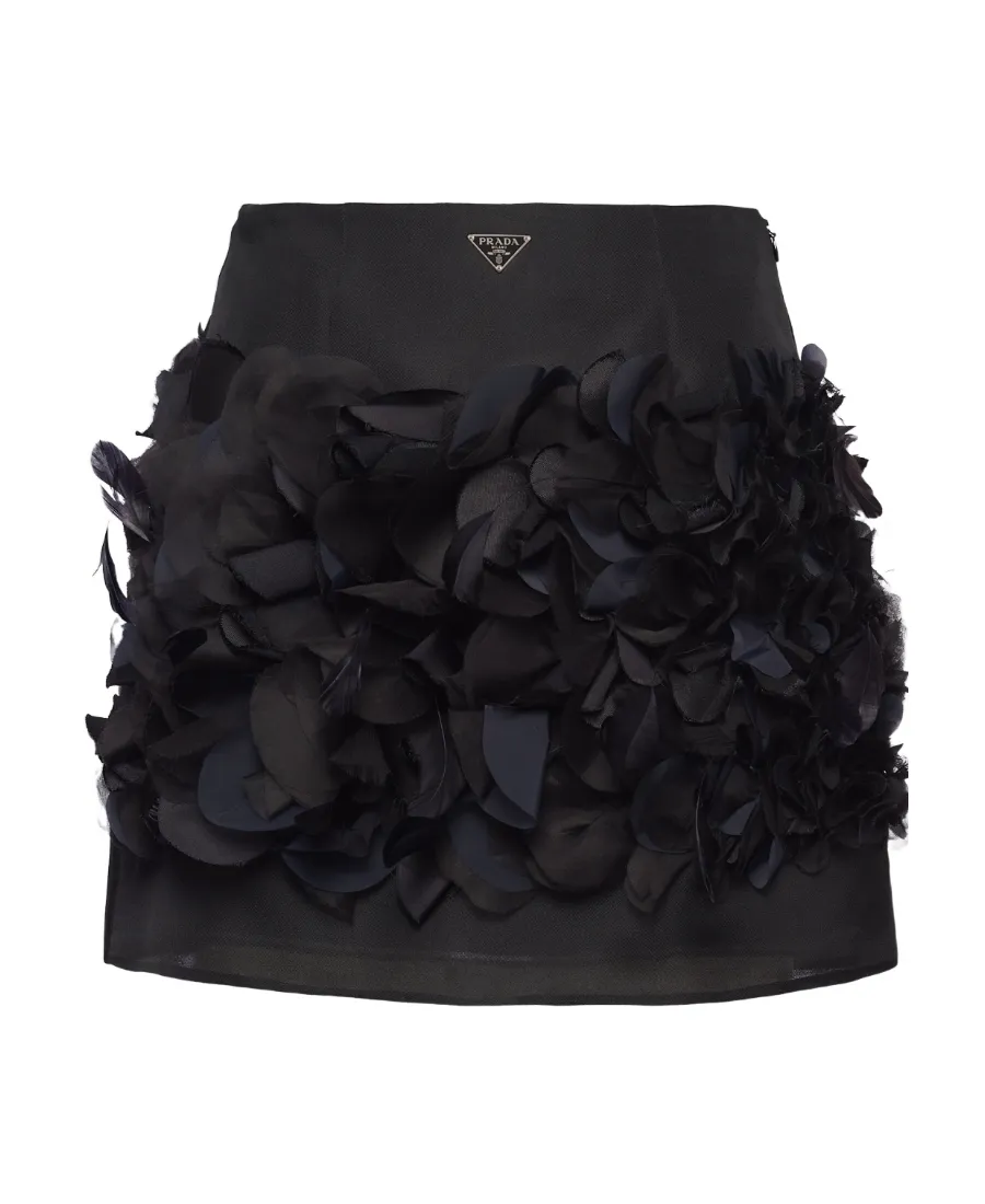 Enamel Triangle-Logo Straight Hem Mini Skirt