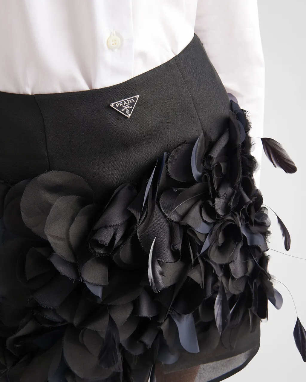 Enamel Triangle-Logo Straight Hem Mini Skirt