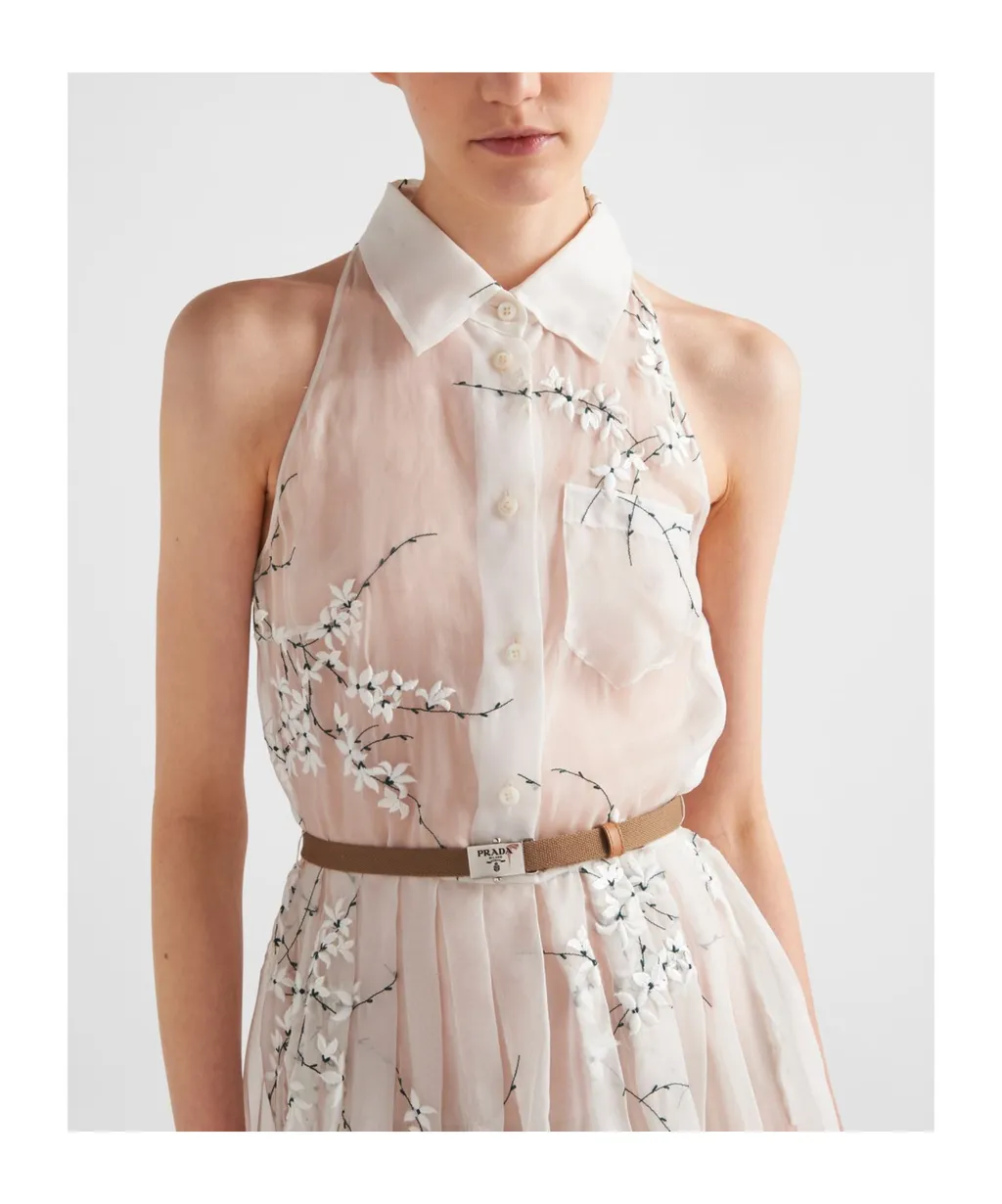 Sleeveless Belted Midi Shirt Dress