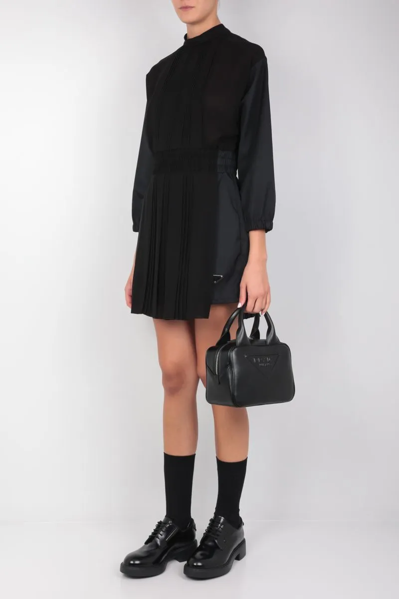 Logo Plaque Long Sleeved Pleated Playsuit