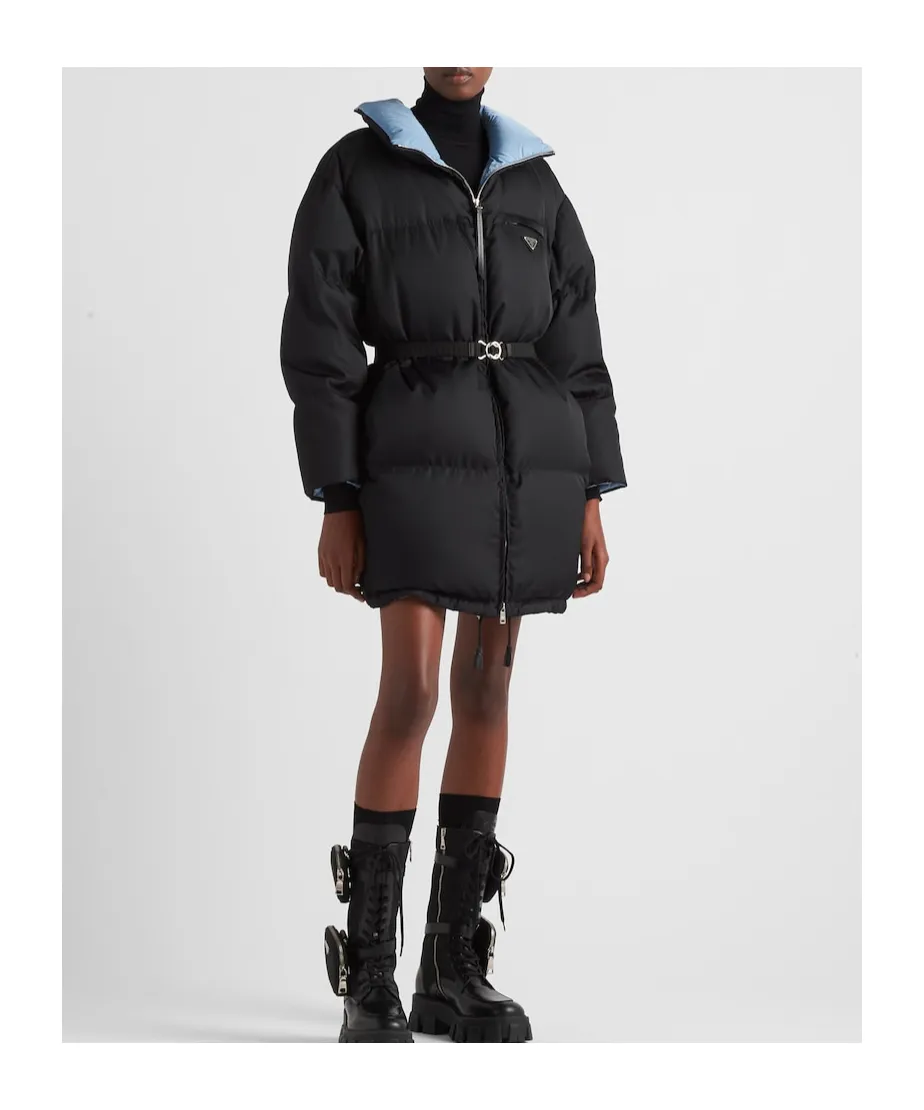 Triangle Logo Belted Puffer Jacket