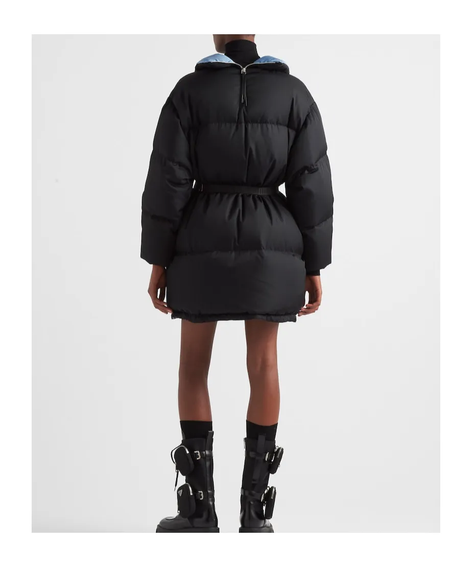 Triangle Logo Belted Puffer Jacket