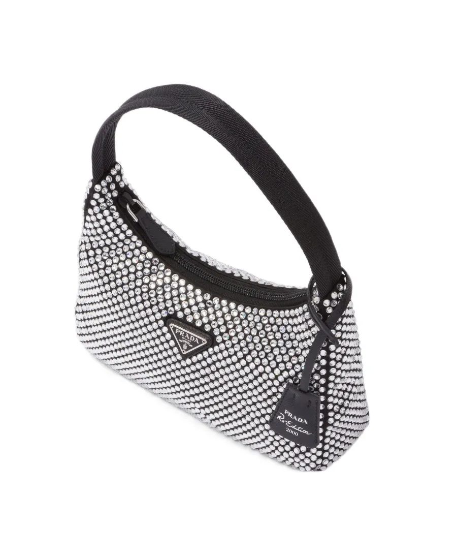 Re-Edition Mini Satin Bag With Crystals