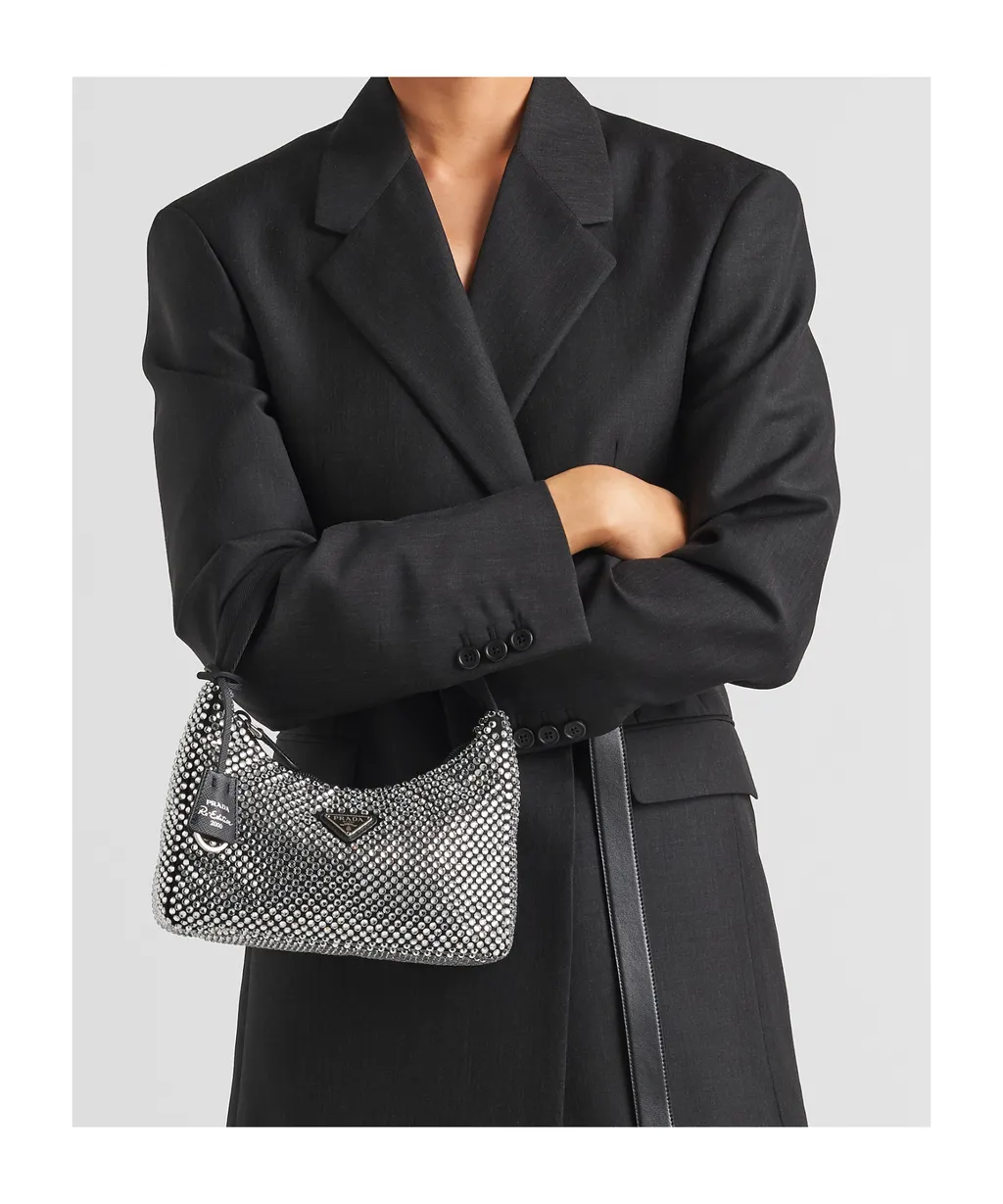 Re-Edition Mini Satin Bag With Crystals