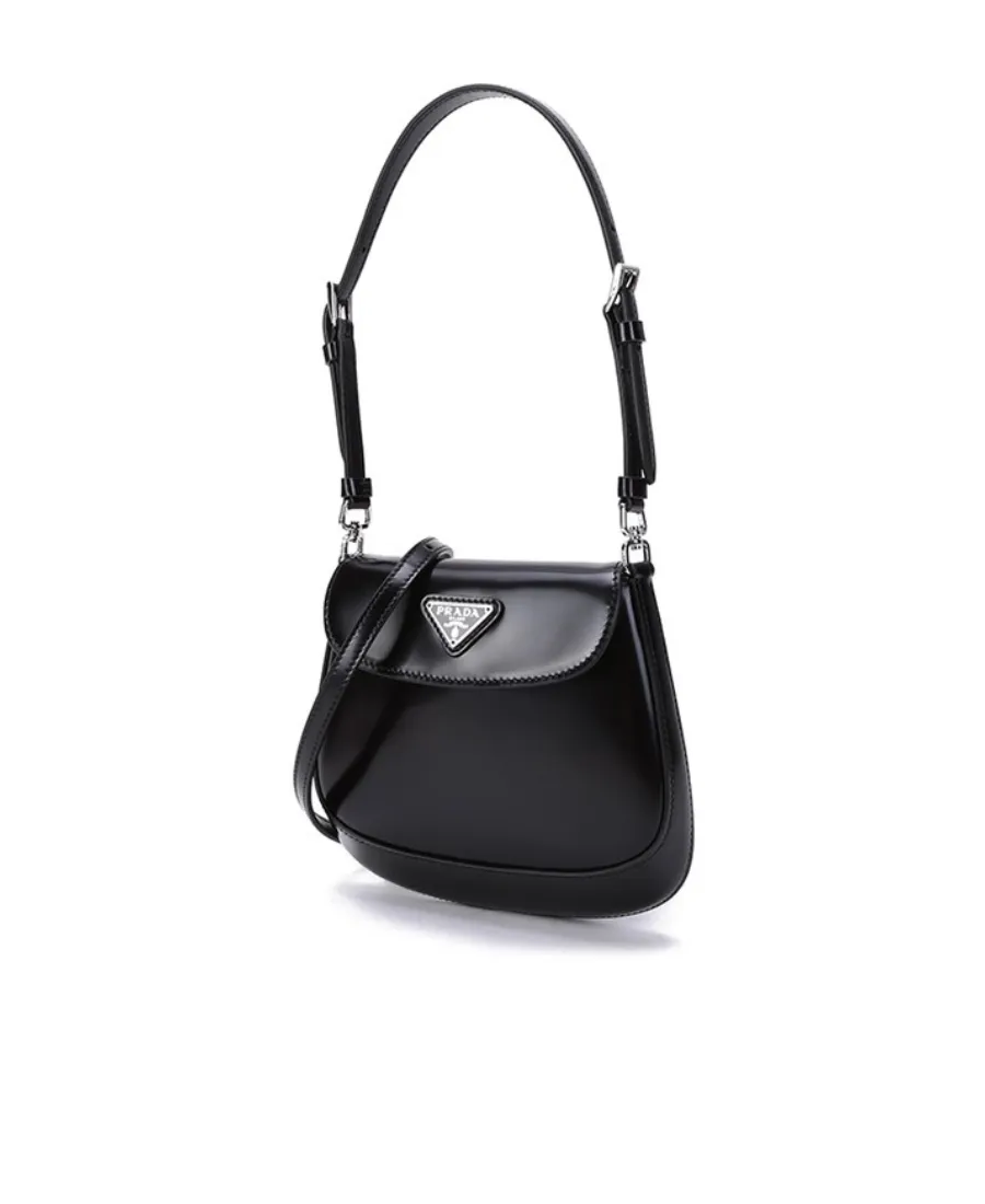 Cleo Polished Leather Mini Logo Shoulder Bag