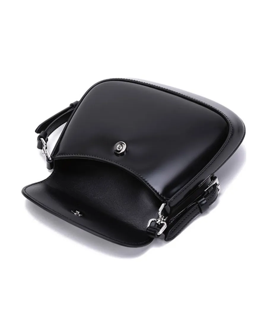 Cleo Polished Leather Mini Logo Shoulder Bag