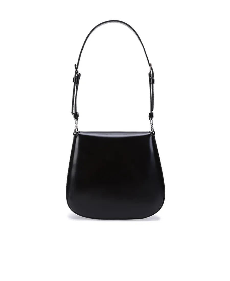 Cleo Polished Leather Mini Logo Shoulder Bag