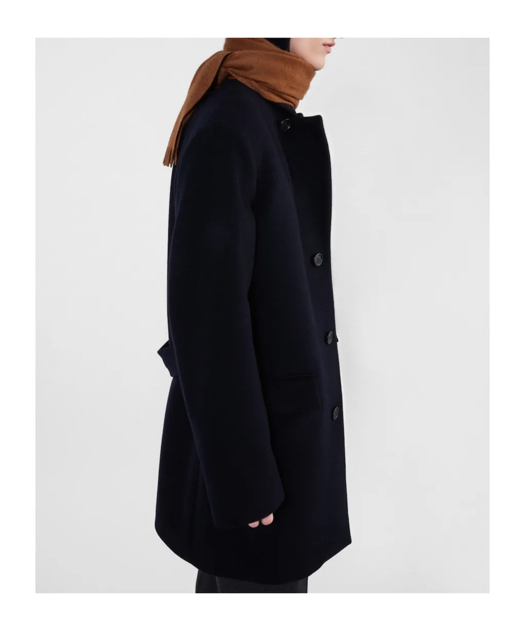 Single-Breasted Wool Blend Coat