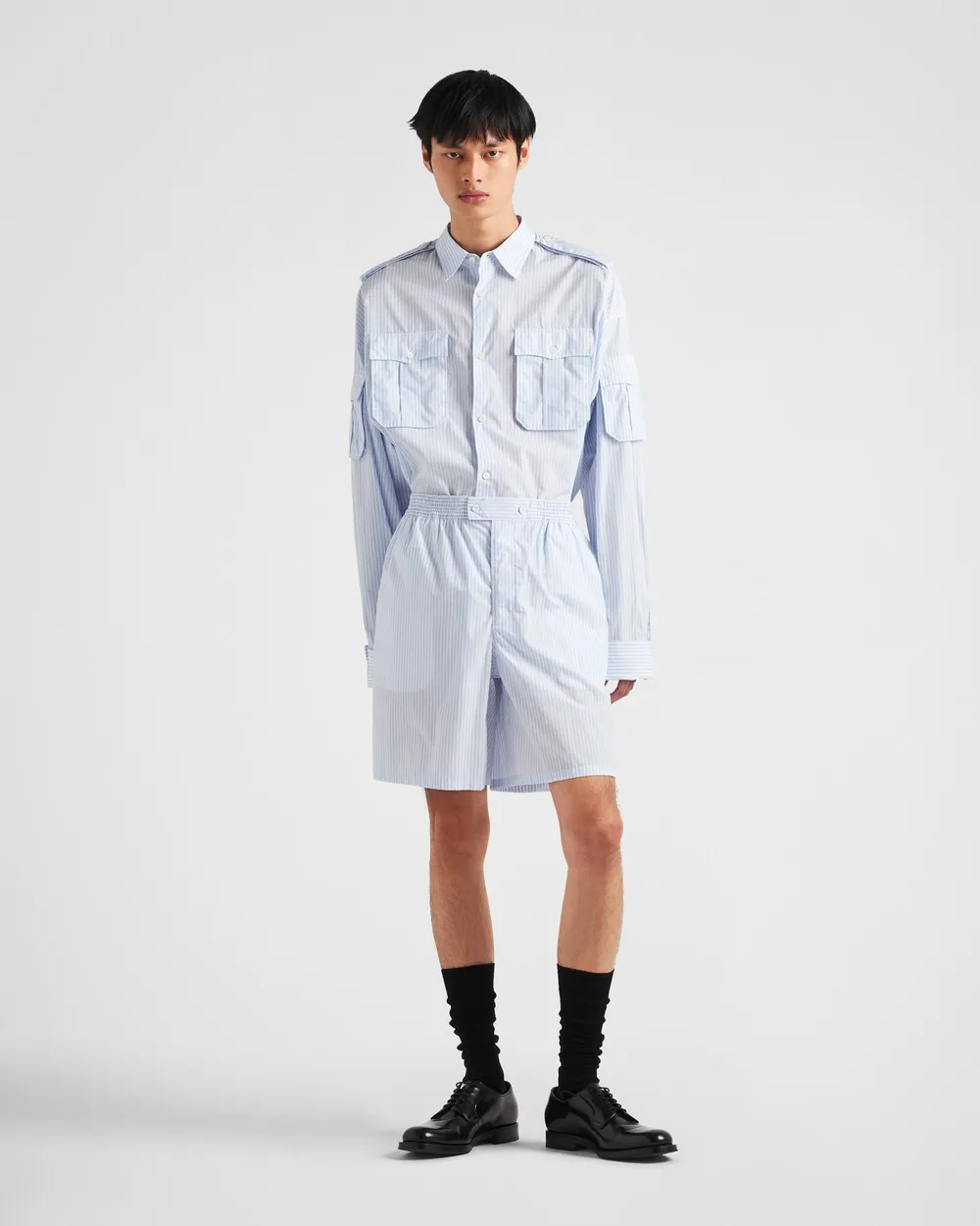 Striped Knee-Length Deck Shorts