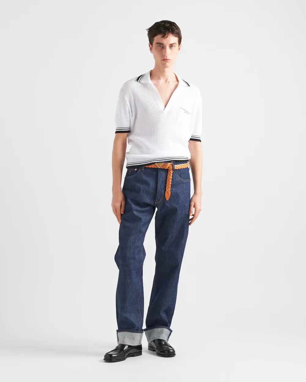 Logo Embroidered Knitted Polo Shirt
