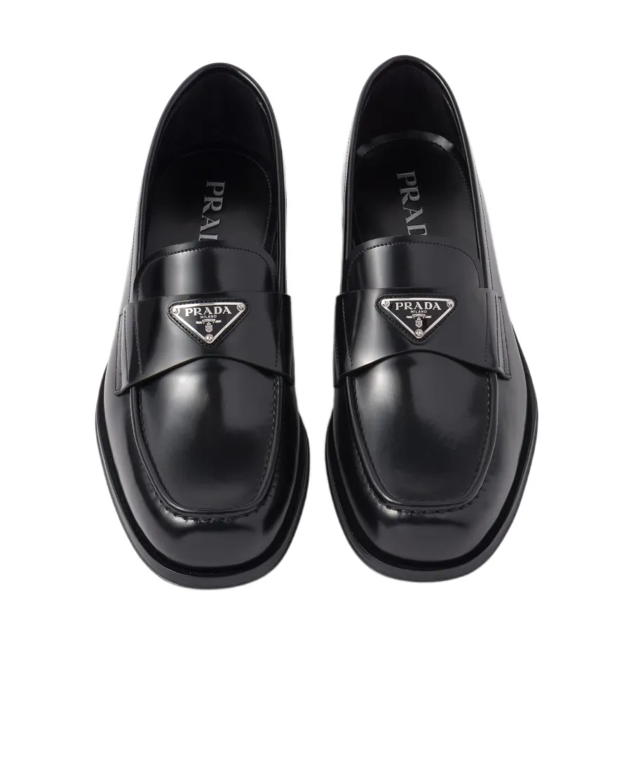 Logo Plaque Almond-Toe Loafers