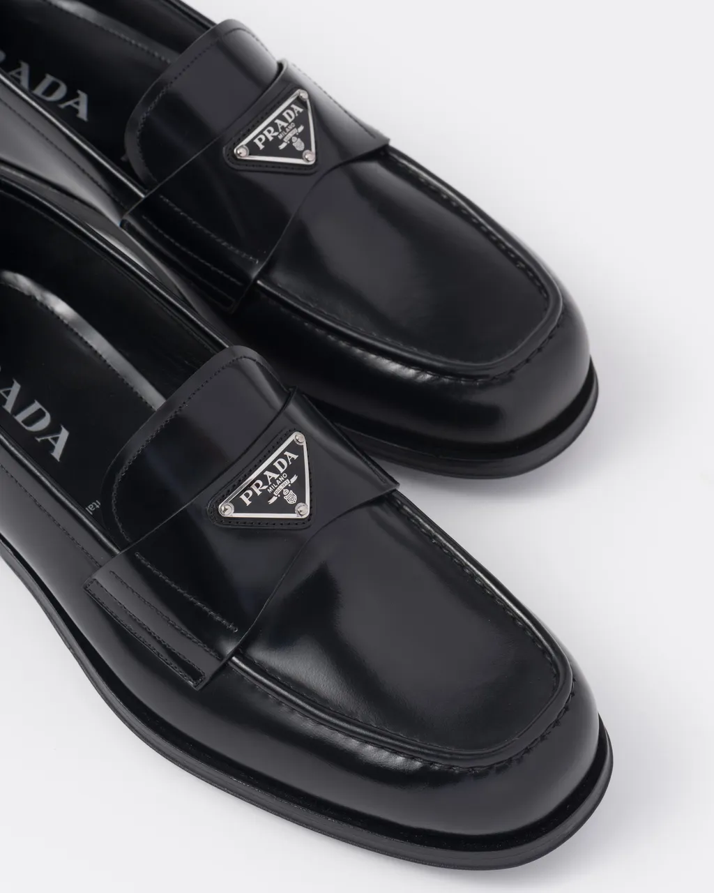 Logo Plaque Almond-Toe Loafers
