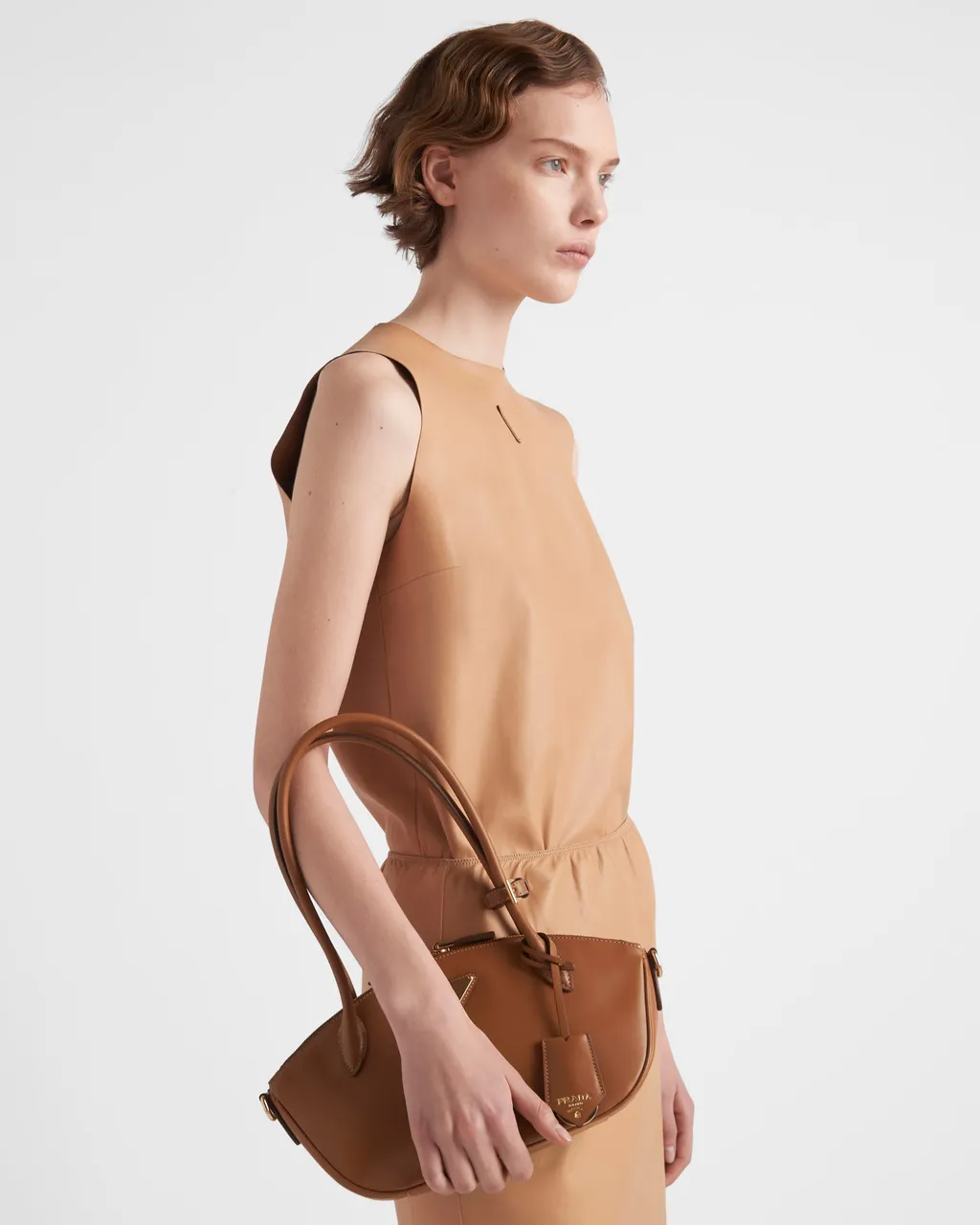 Logo Plaque Zipped Small Tote Bag