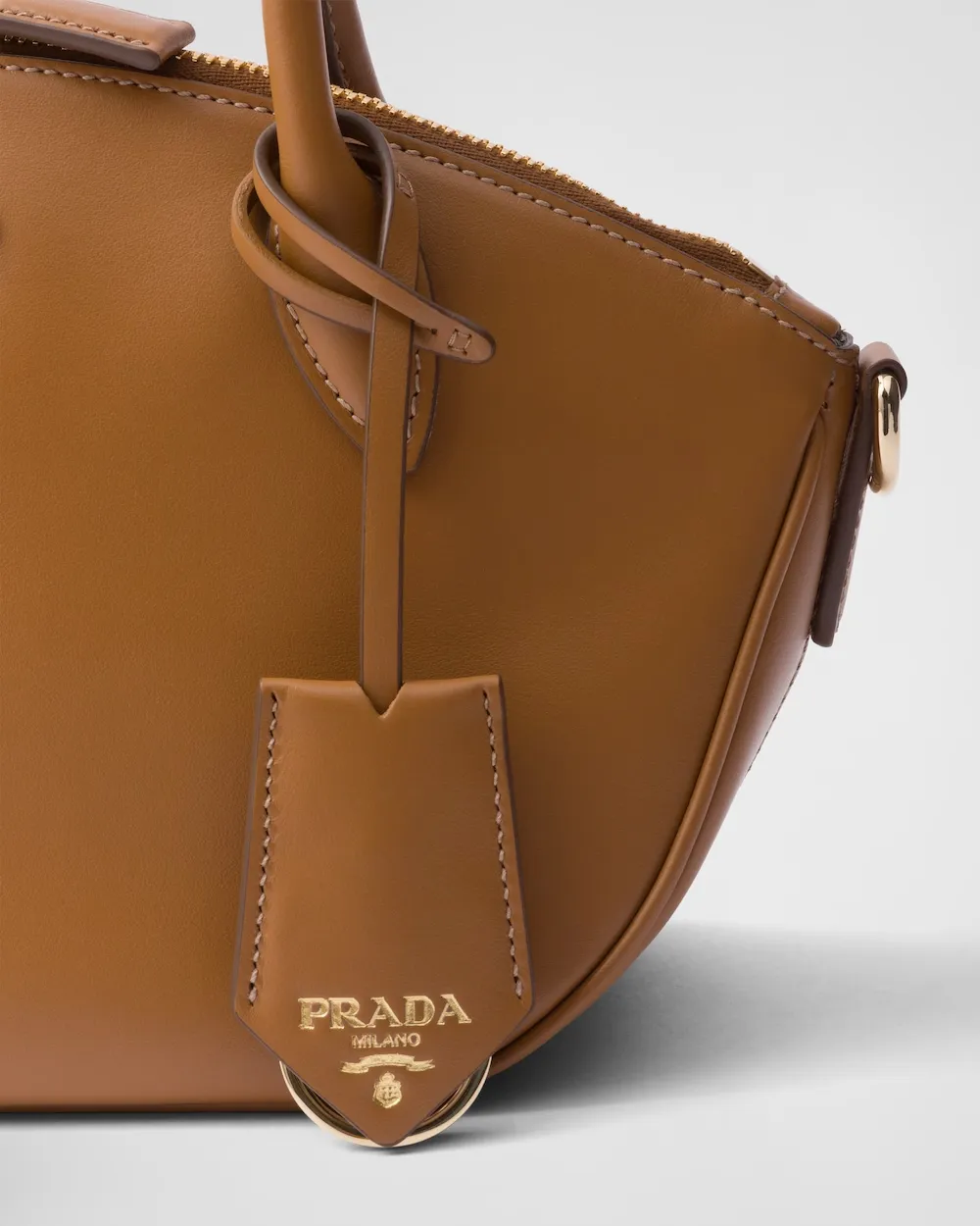 Logo Plaque Zipped Small Tote Bag