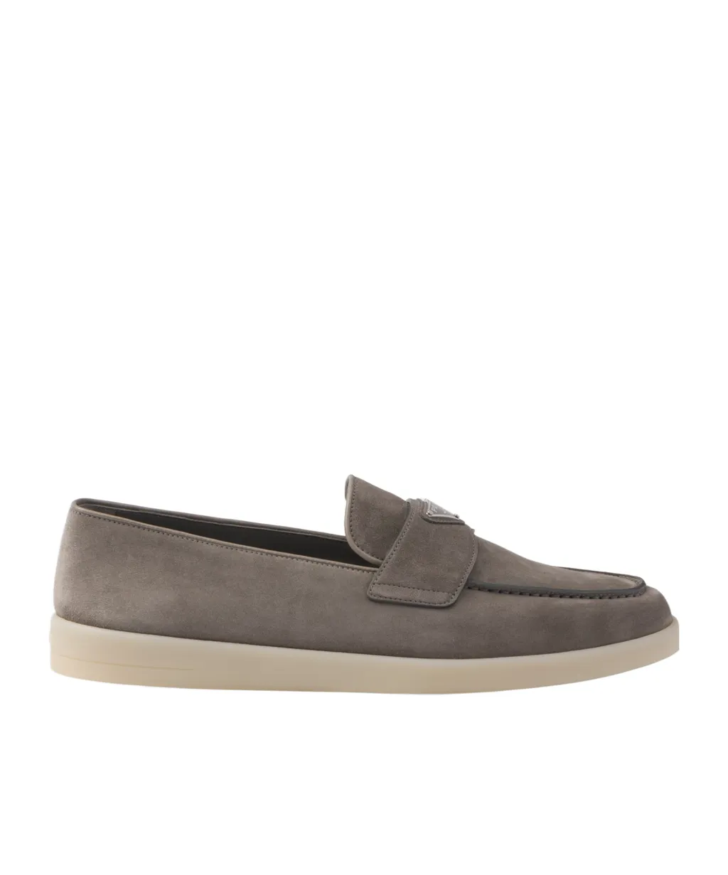 Triangle-Logo Slip On Loafers