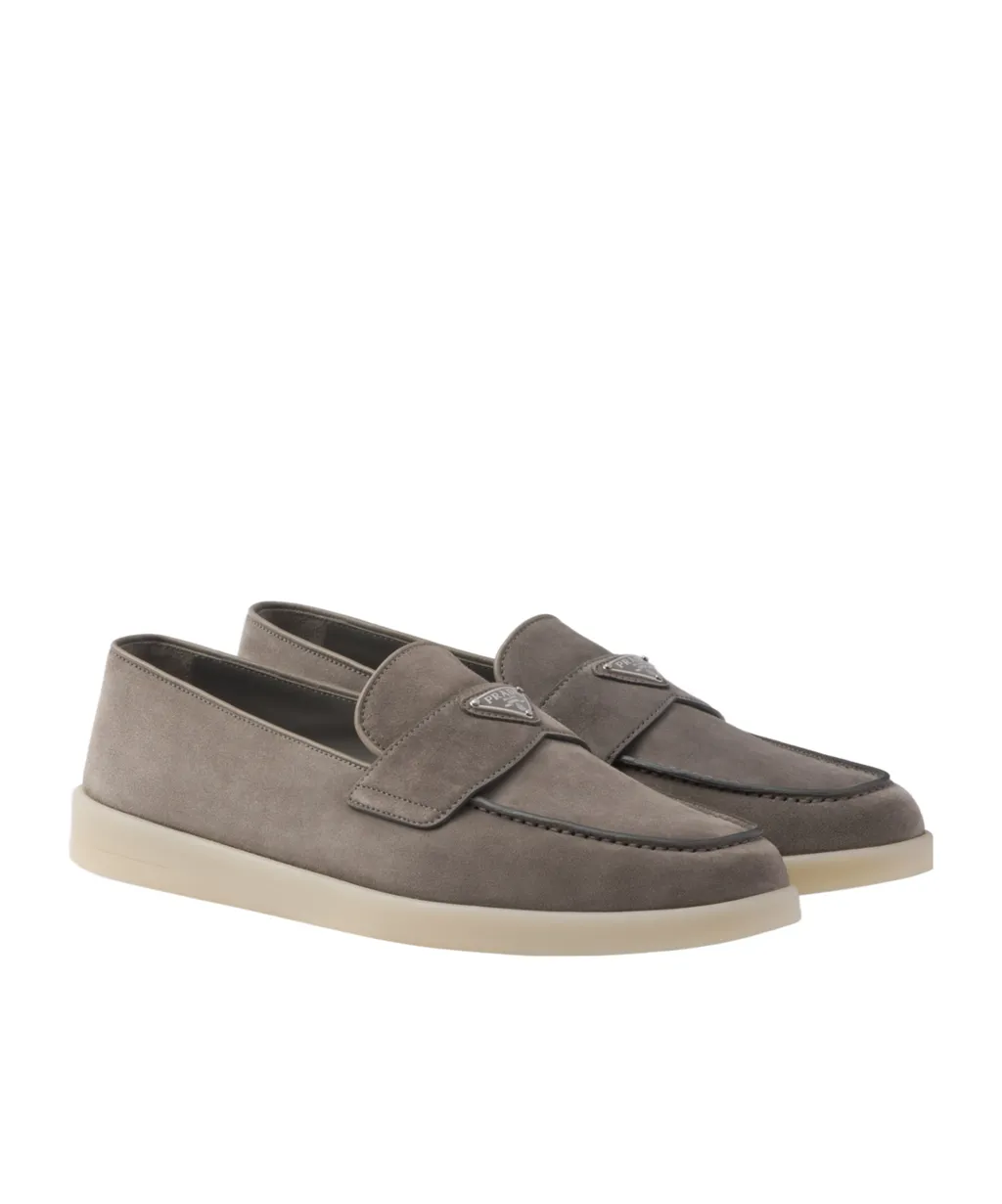 Triangle-Logo Slip On Loafers