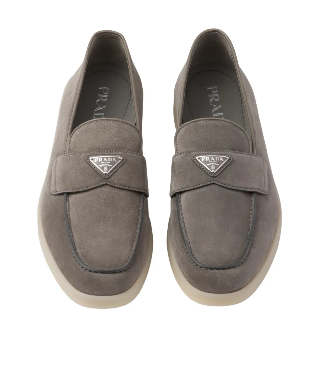 Triangle-Logo Slip On Loafers