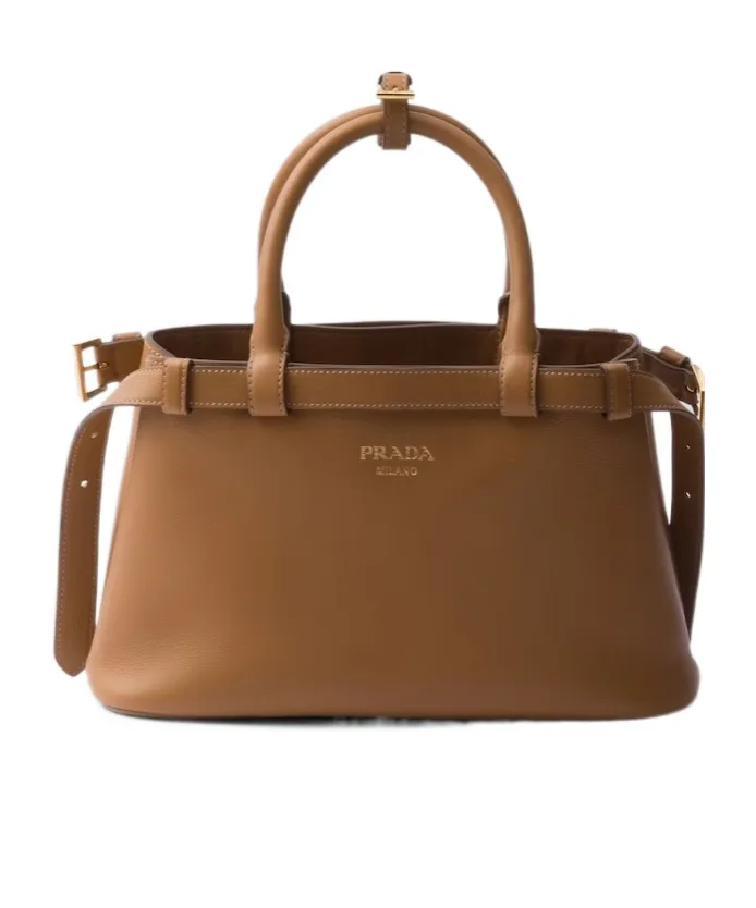 Buckle Small Leather Handbag With Double Belt