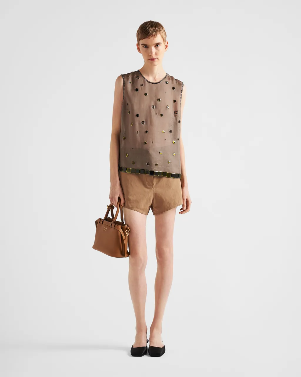 Buckle Small Leather Handbag With Double Belt