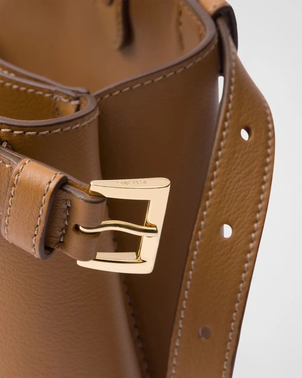 Buckle Small Leather Handbag With Double Belt