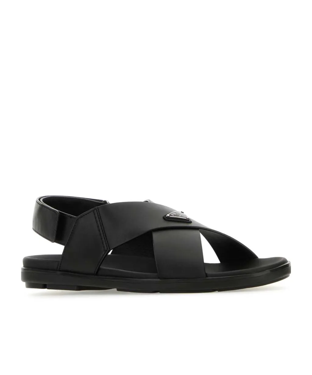 Logo Plaque Crisscross Sandals