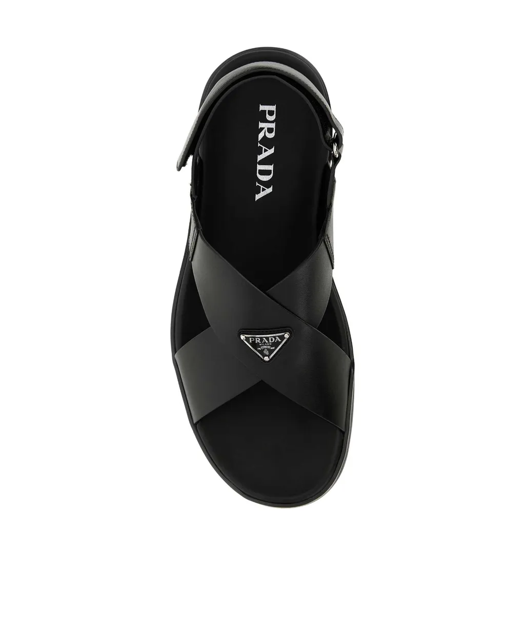 Logo Plaque Crisscross Sandals
