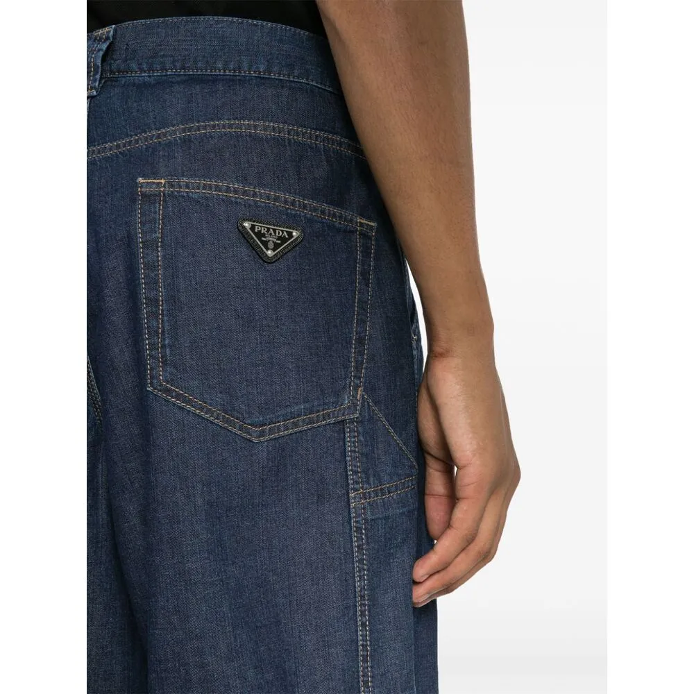 Triangle-Logo Denim Shorts