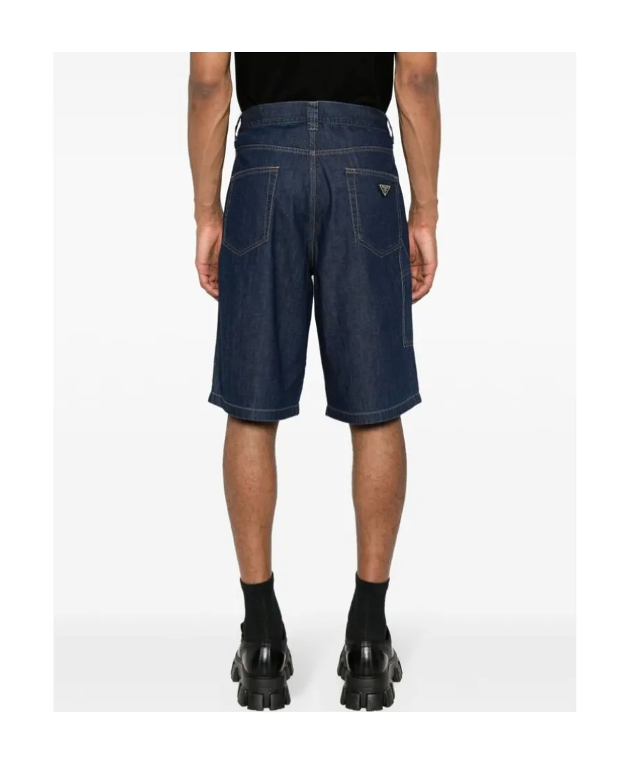 Triangle-Logo Denim Shorts